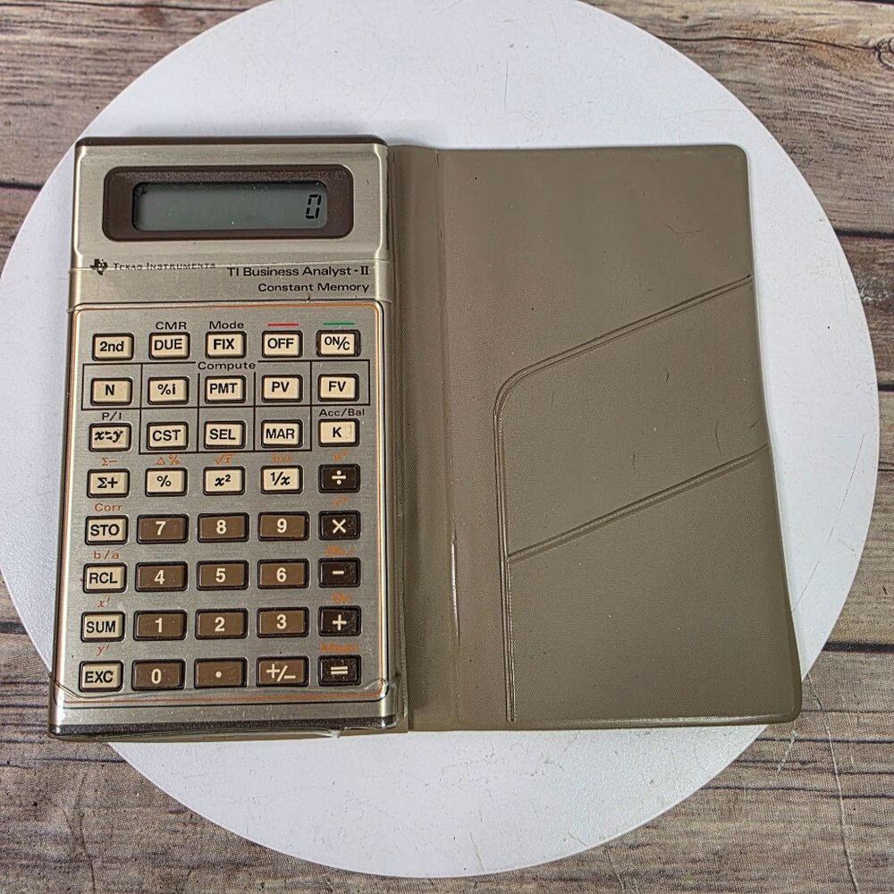Texas Instruments TI Business Analyst II Calculator With Brown Protective Case